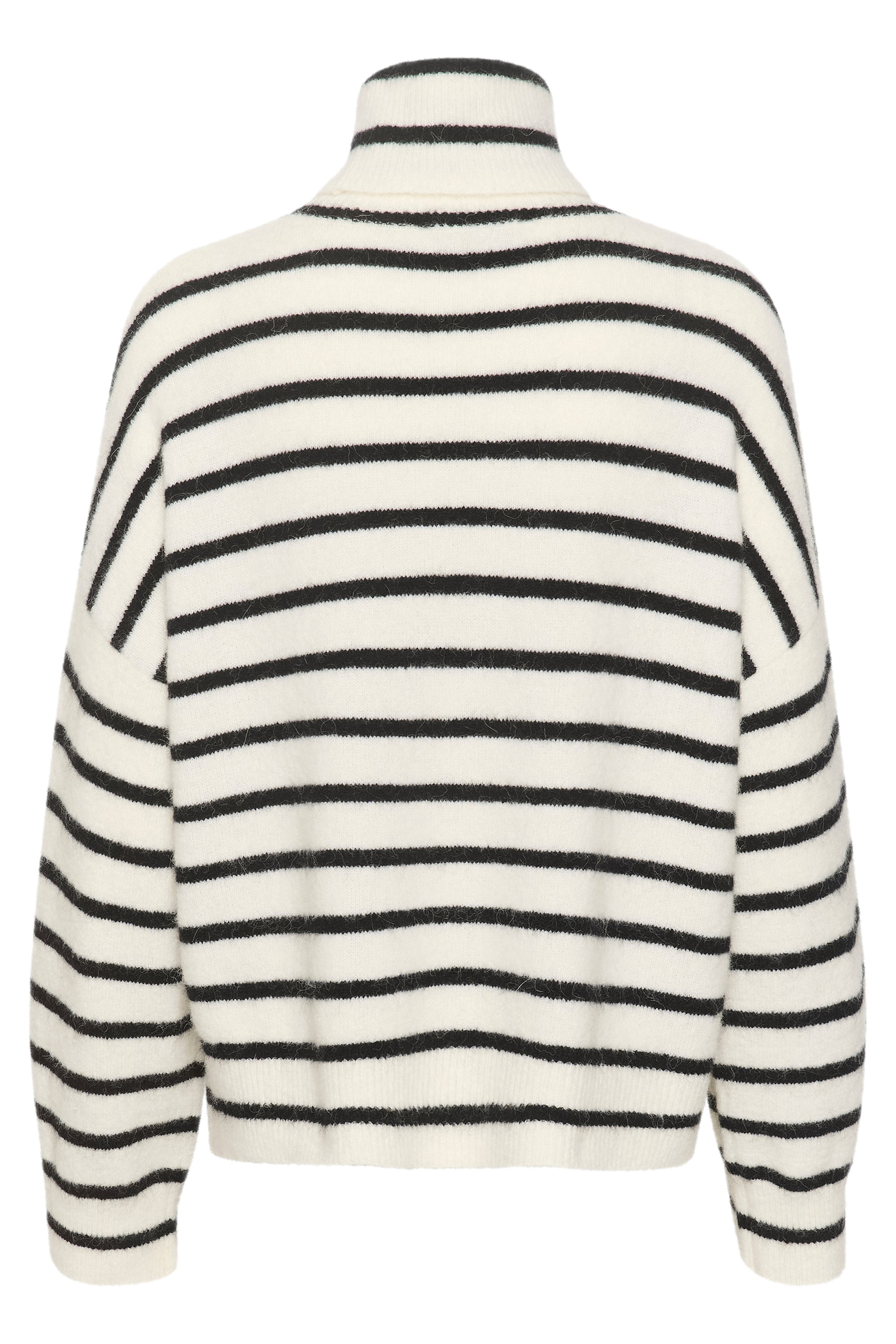 AlphaGZ striped rullekrave uldstriktrøje - Ivory Black Striped